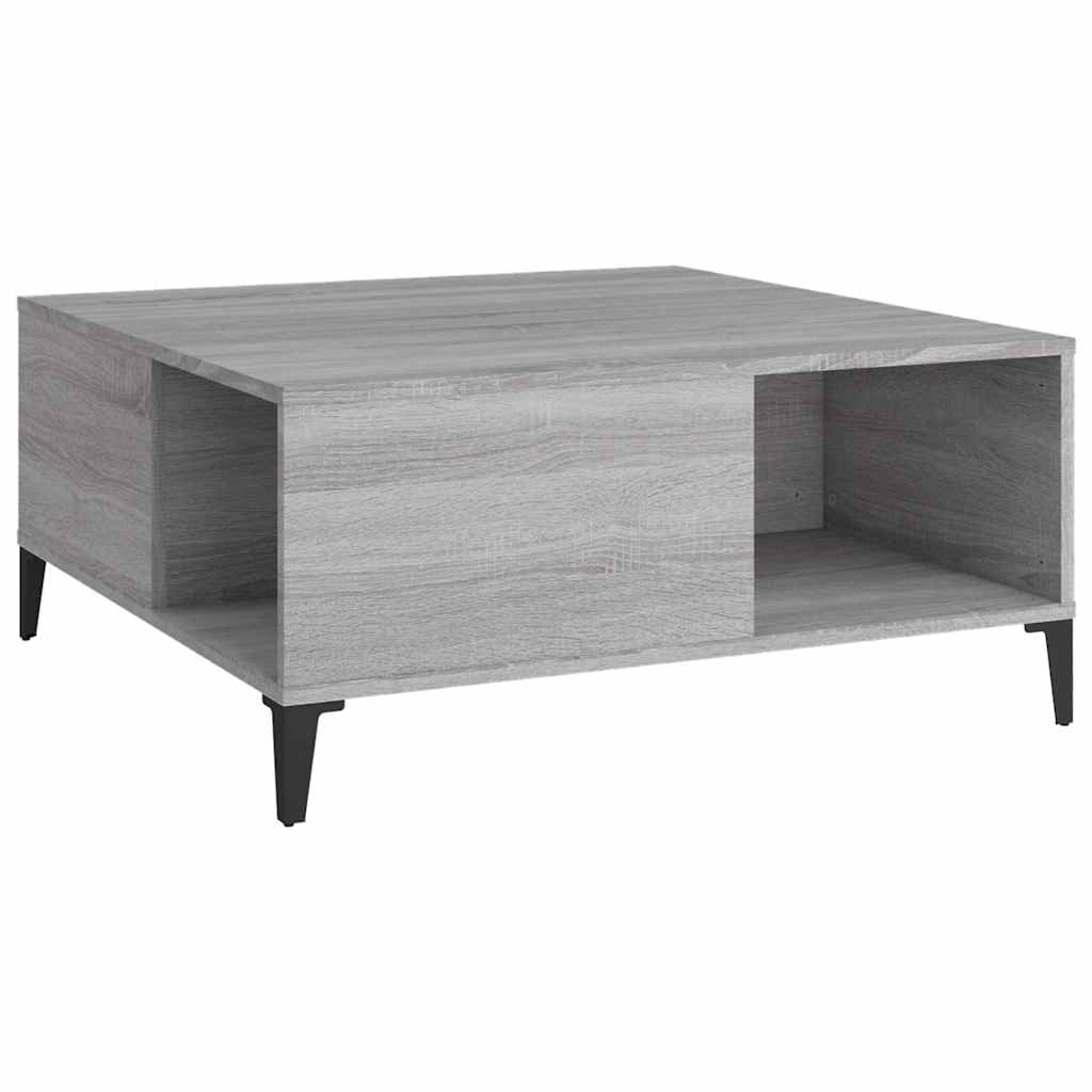 vidaXL Coffee Table Grey Sonoma 80x80x36,5 cm Engineered Wood