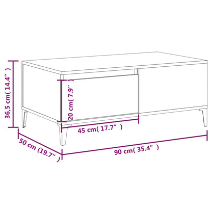 vidaXL Coffee Table White 90x50x36.5 cm Engineered Wood