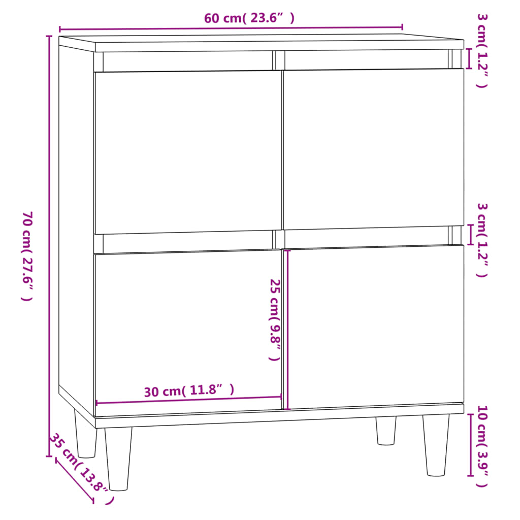 vidaXL Sideboard Smoked Oak 60x35x70 cm Engineered Wood