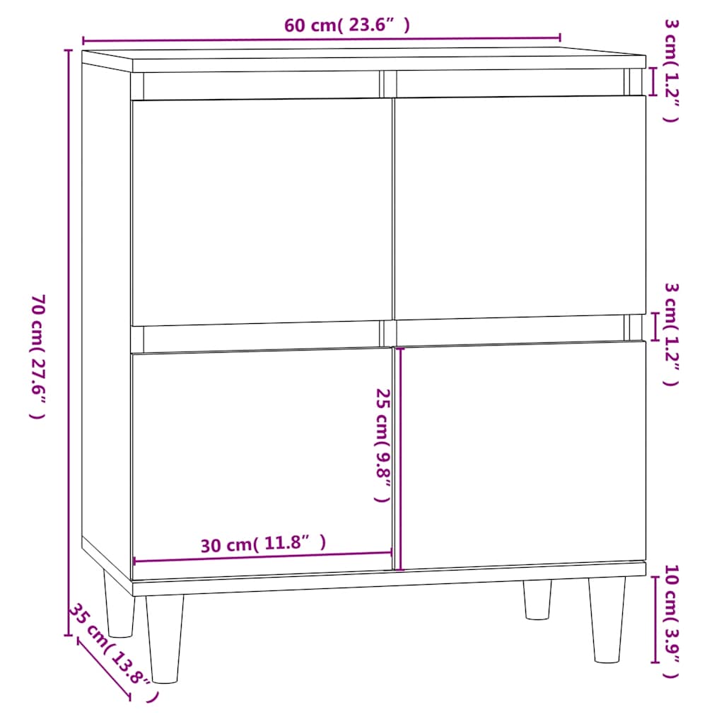 vidaXL Sideboard Grey Sonoma 60x35x70 cm Engineered Wood
