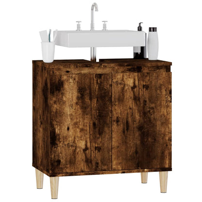 vidaXL Sink Cabinet Smoked Oak 58x33x60 cm Engineered Wood