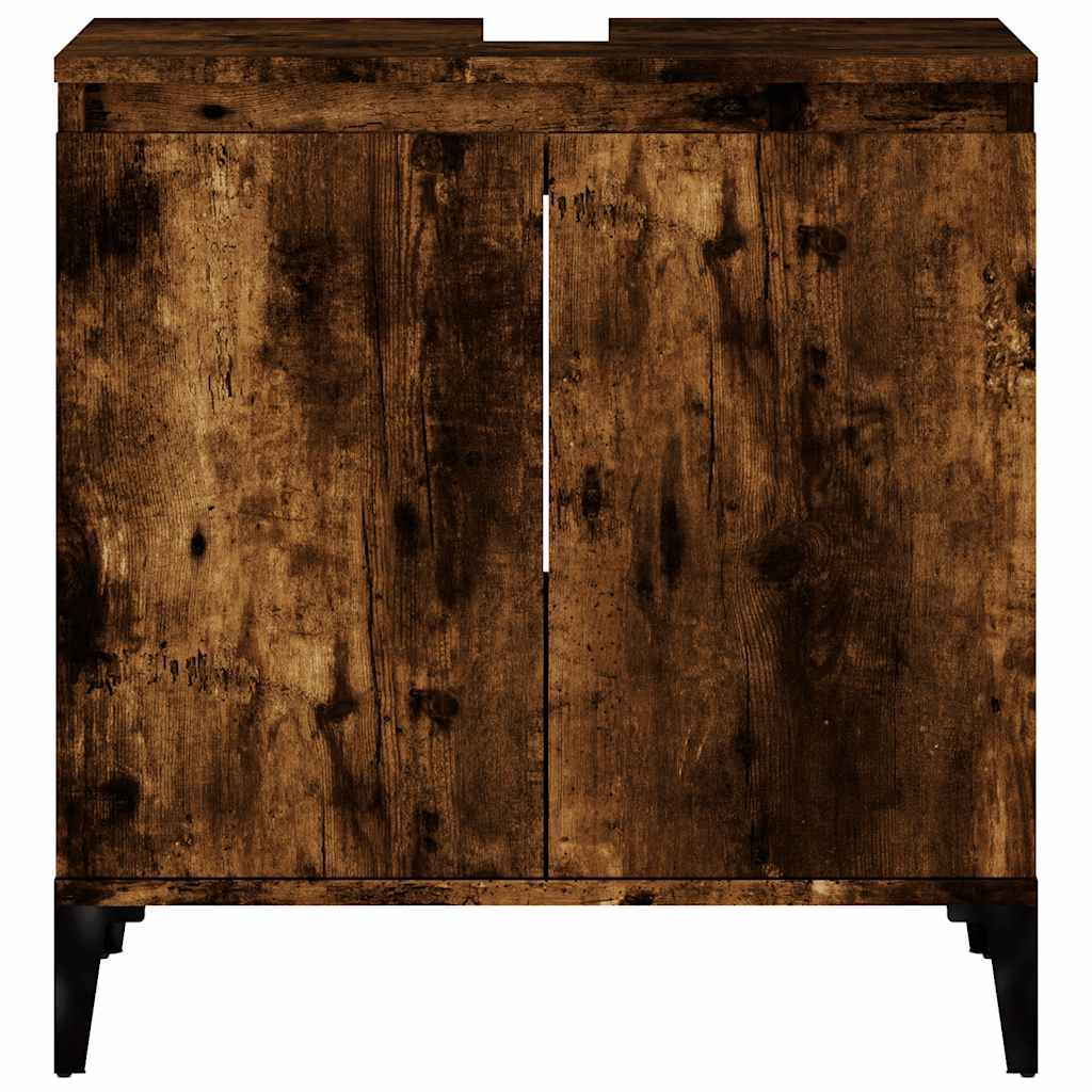 vidaXL Sink Cabinet Smoked Oak 58x33x60 cm Engineered Wood