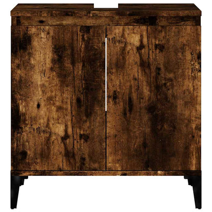vidaXL Sink Cabinet Smoked Oak 58x33x60 cm Engineered Wood