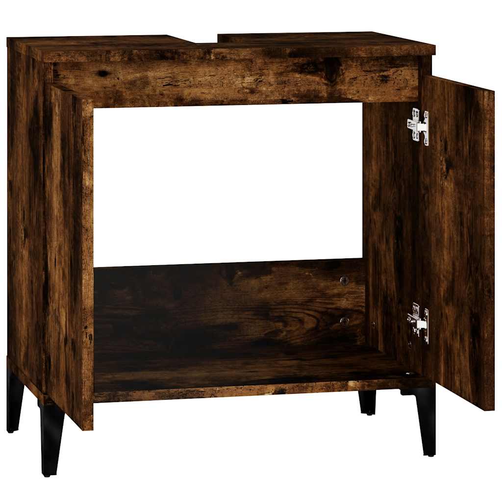 vidaXL Sink Cabinet Smoked Oak 58x33x60 cm Engineered Wood