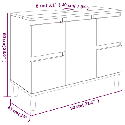 vidaXL Sink Cabinet White 80x33x60 cm Engineered Wood