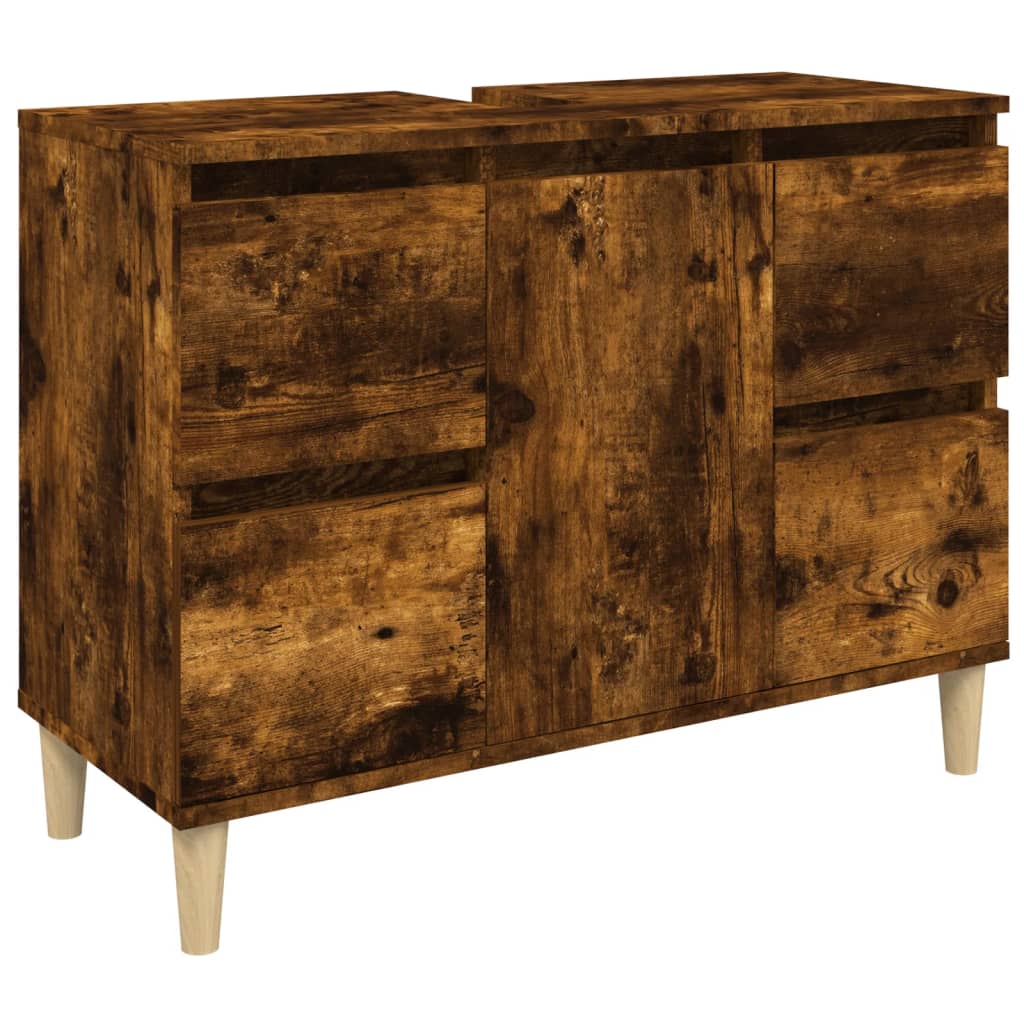 vidaXL Sink Cabinet Smoked Oak 80x33x60 cm Engineered Wood