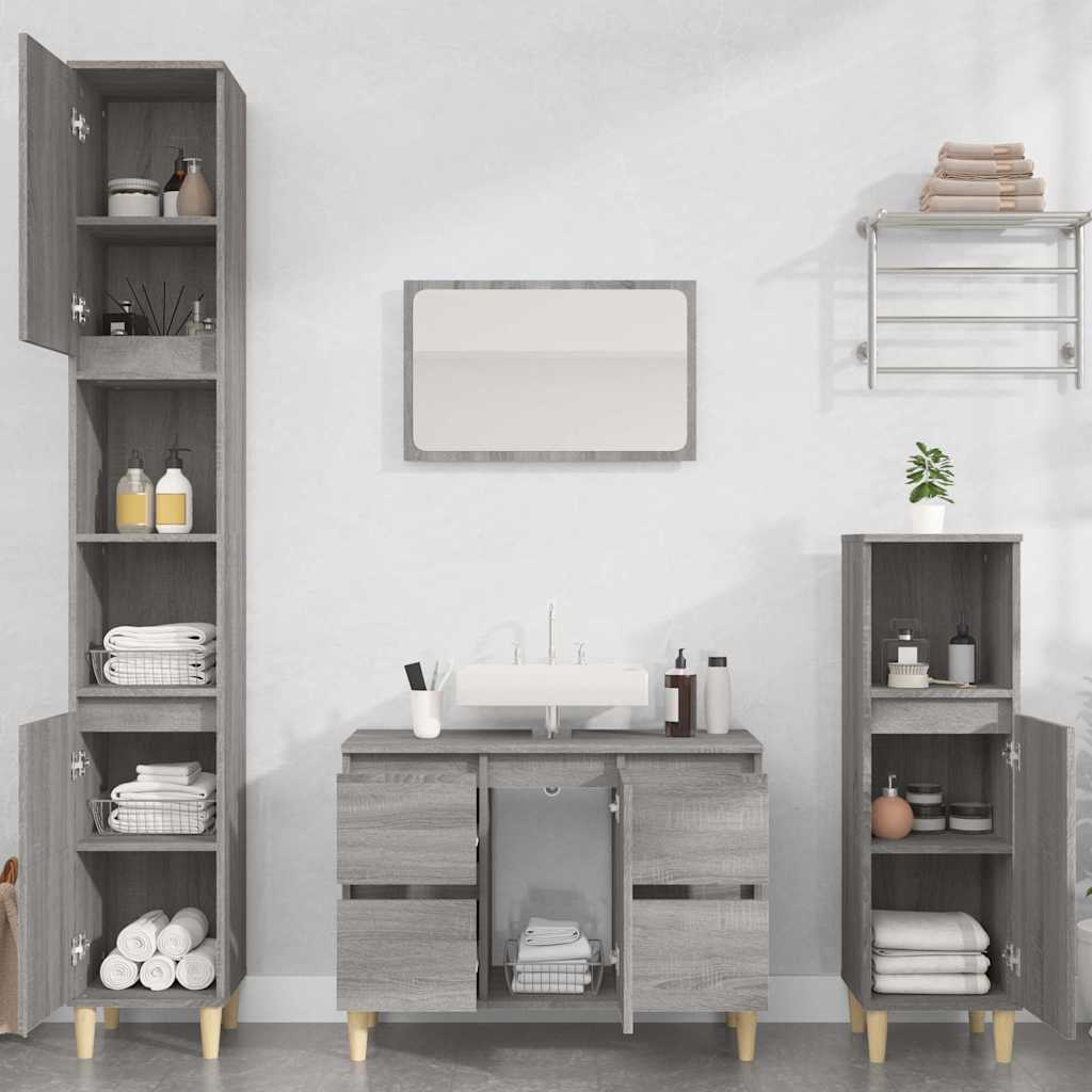 vidaXL Sink Cabinet Grey Sonoma 80x33x60 cm Engineered Wood