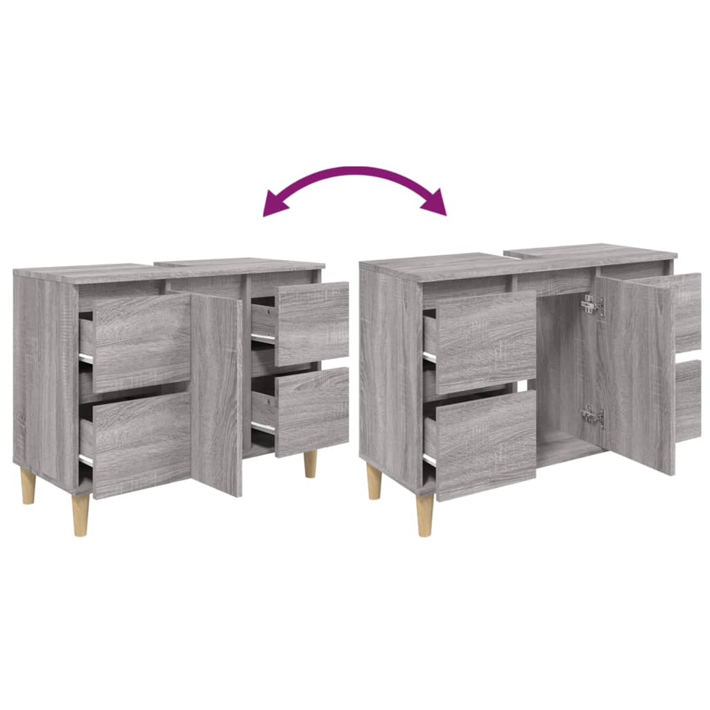 vidaXL Sink Cabinet Grey Sonoma 80x33x60 cm Engineered Wood