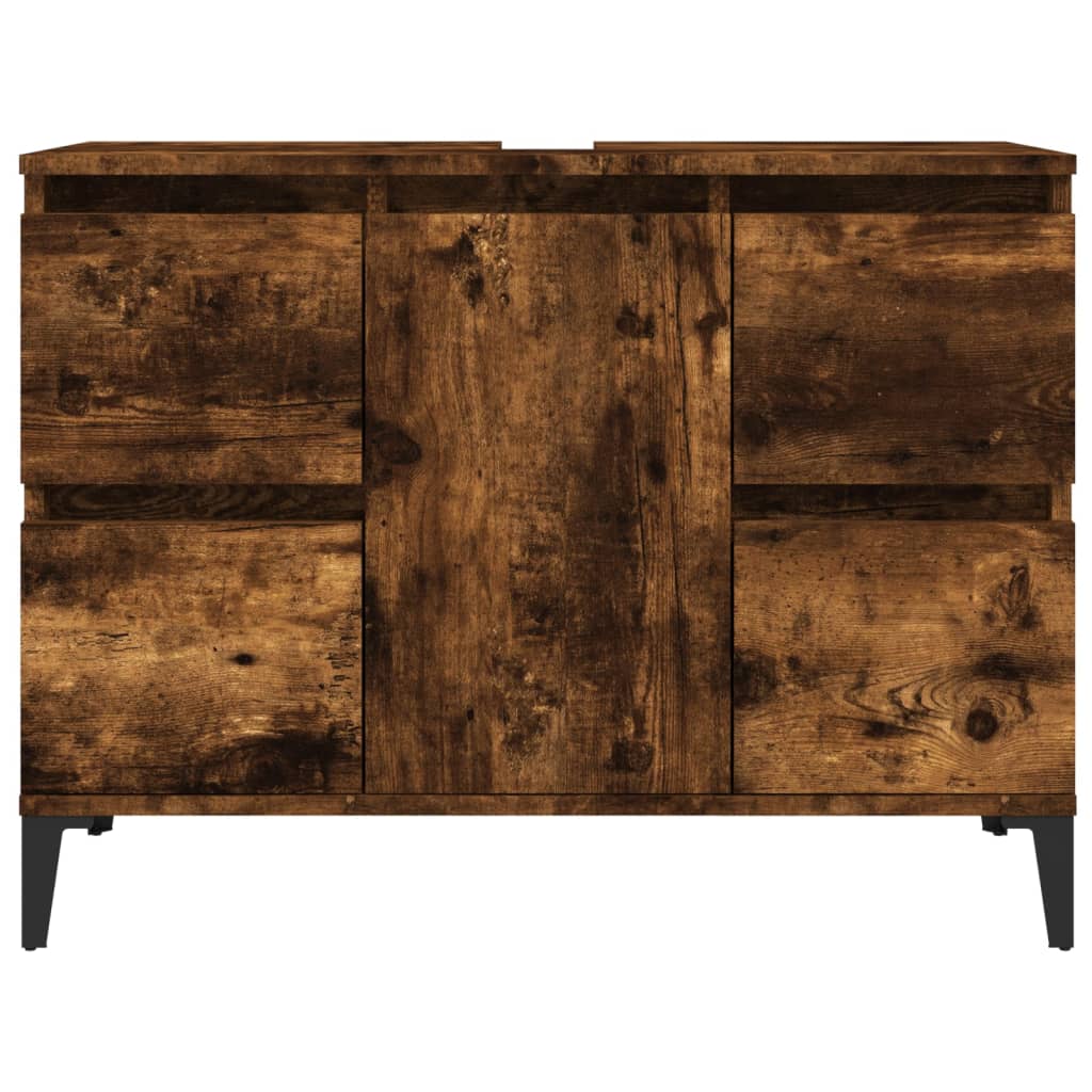 vidaXL Sink Cabinet Smoked Oak 80x33x60 cm Engineered Wood