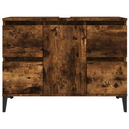 vidaXL Sink Cabinet Smoked Oak 80x33x60 cm Engineered Wood