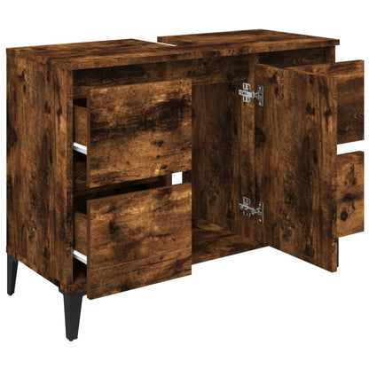 vidaXL Sink Cabinet Smoked Oak 80x33x60 cm Engineered Wood