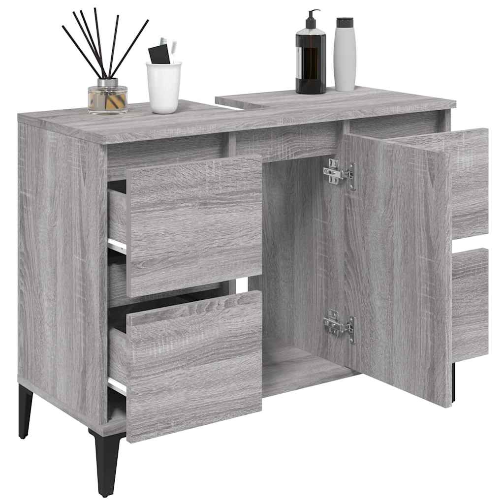vidaXL Sink Cabinet Grey Sonoma 80x33x60 cm Engineered Wood