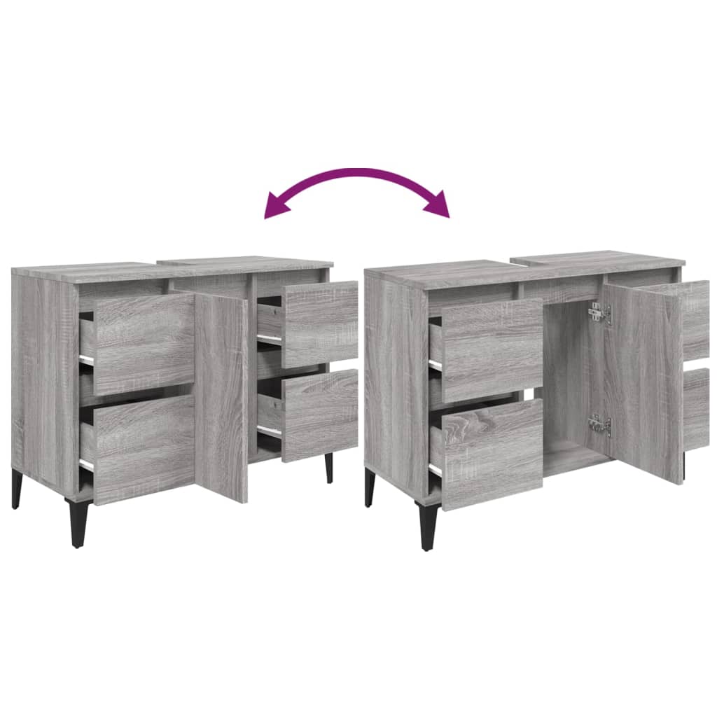 vidaXL Sink Cabinet Grey Sonoma 80x33x60 cm Engineered Wood