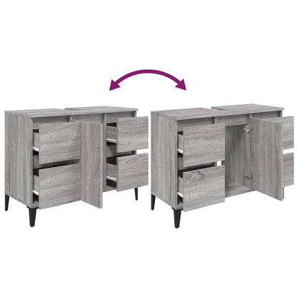vidaXL Sink Cabinet Grey Sonoma 80x33x60 cm Engineered Wood