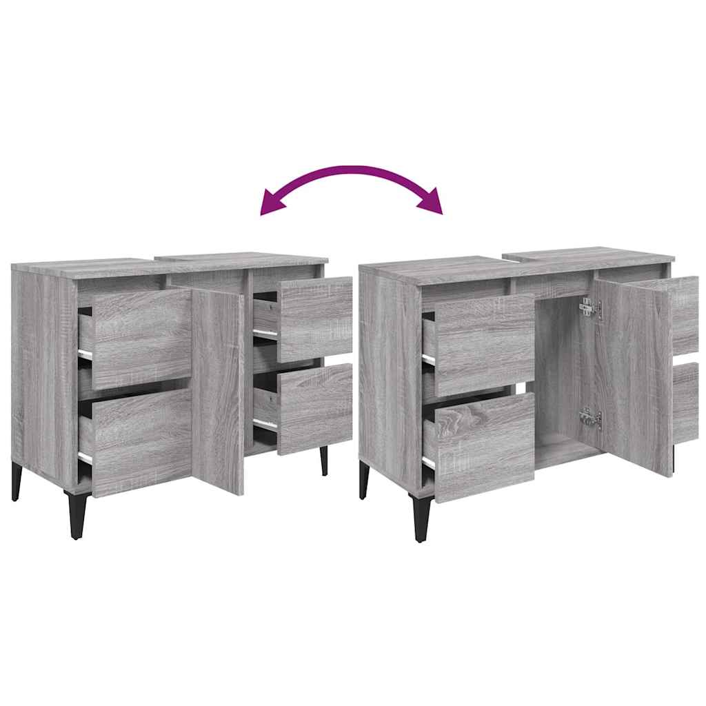 vidaXL Sink Cabinet Grey Sonoma 80x33x60 cm Engineered Wood