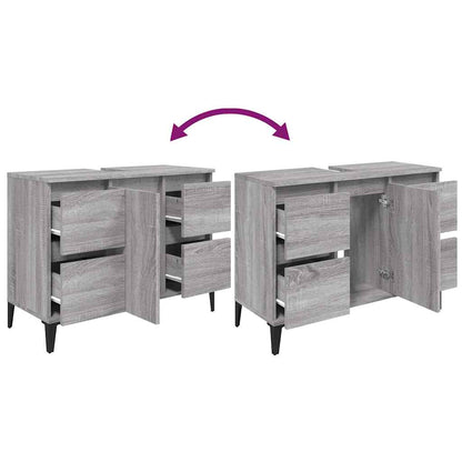 vidaXL Sink Cabinet Grey Sonoma 80x33x60 cm Engineered Wood