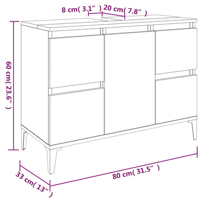 vidaXL Sink Cabinet Grey Sonoma 80x33x60 cm Engineered Wood