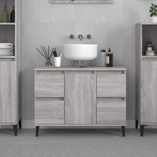vidaXL Sink Cabinet Grey Sonoma 80x33x60 cm Engineered Wood