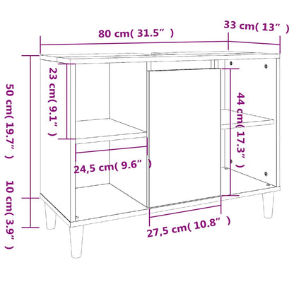 vidaXL Sink Cabinet White 80x33x60 cm Engineered Wood