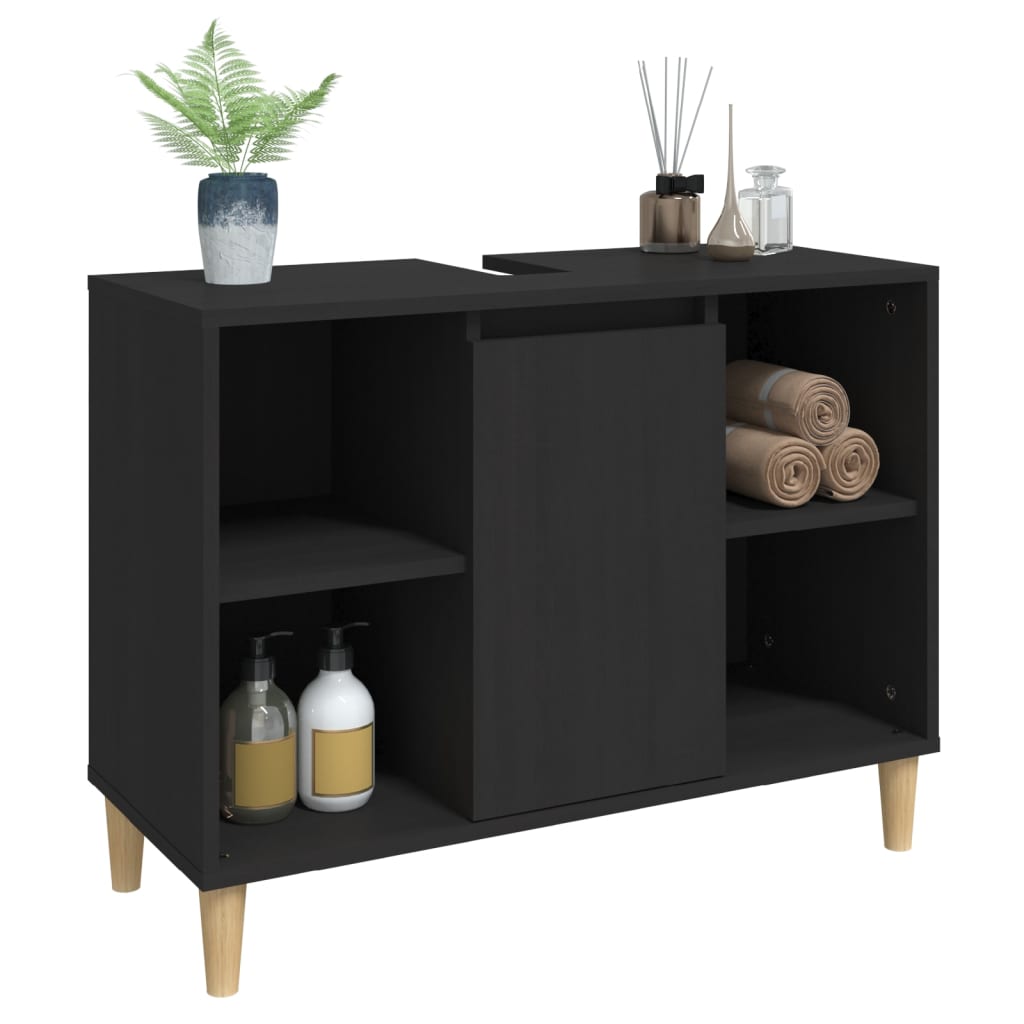 vidaXL Sink Cabinet Black 80x33x60 cm Engineered Wood