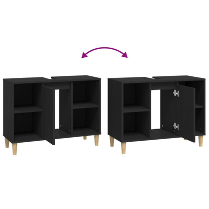 vidaXL Sink Cabinet Black 80x33x60 cm Engineered Wood