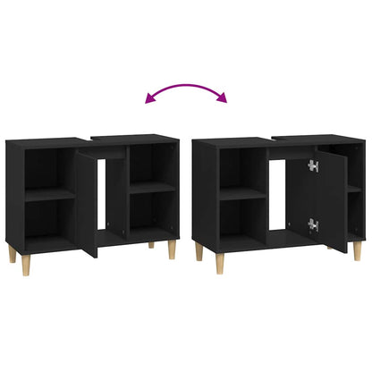 vidaXL Sink Cabinet Black 80x33x60 cm Engineered Wood