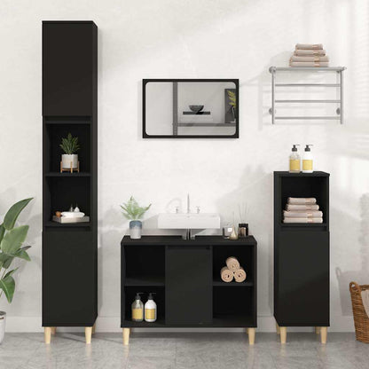 vidaXL Sink Cabinet Black 80x33x60 cm Engineered Wood