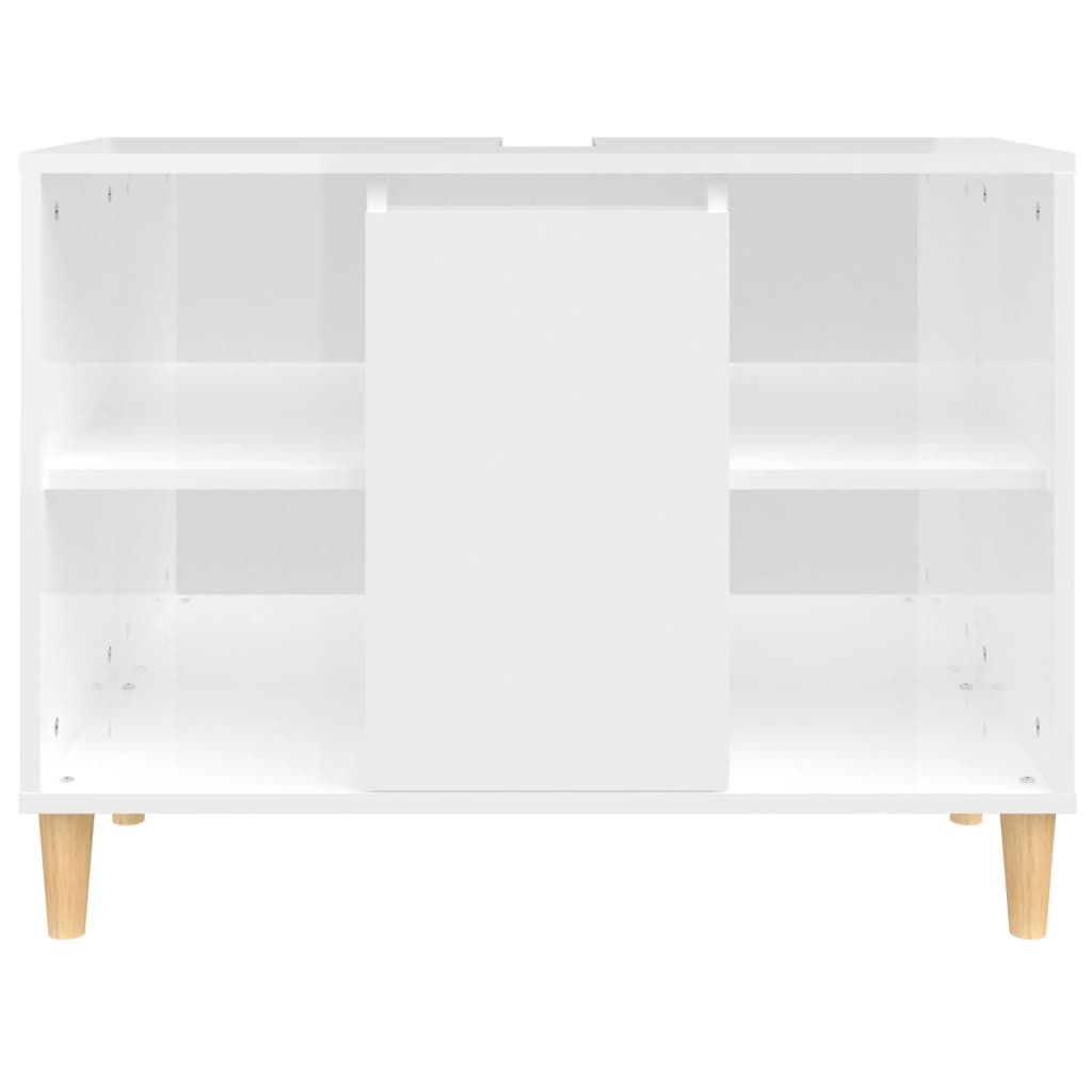 vidaXL Sink Cabinet High Gloss White 80x33x60 cm Engineered Wood