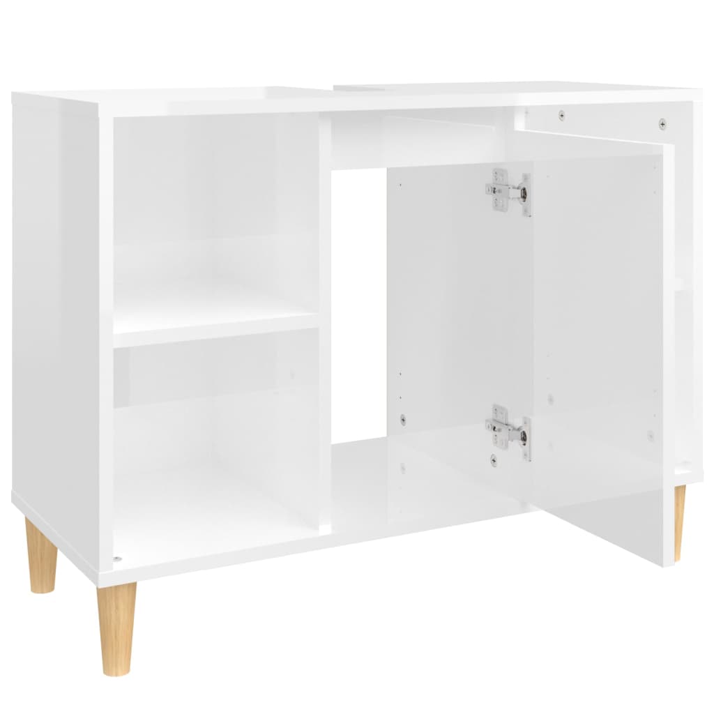 vidaXL Sink Cabinet High Gloss White 80x33x60 cm Engineered Wood