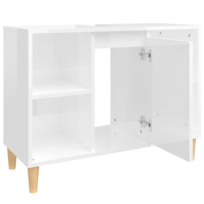 vidaXL Sink Cabinet High Gloss White 80x33x60 cm Engineered Wood