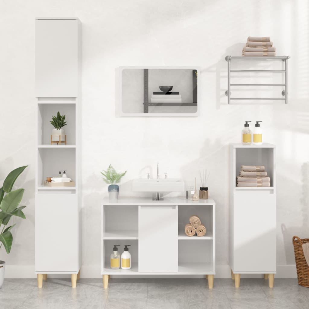 vidaXL Sink Cabinet High Gloss White 80x33x60 cm Engineered Wood