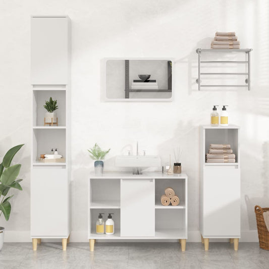 vidaXL Sink Cabinet High Gloss White 80x33x60 cm Engineered Wood