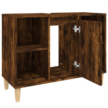 vidaXL Sink Cabinet Smoked Oak 80x33x60 cm Engineered Wood