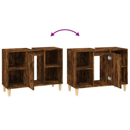 vidaXL Sink Cabinet Smoked Oak 80x33x60 cm Engineered Wood
