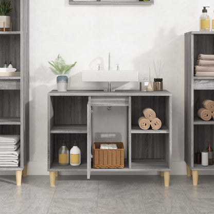 vidaXL Sink Cabinet Grey Sonoma 80x33x60 cm Engineered Wood