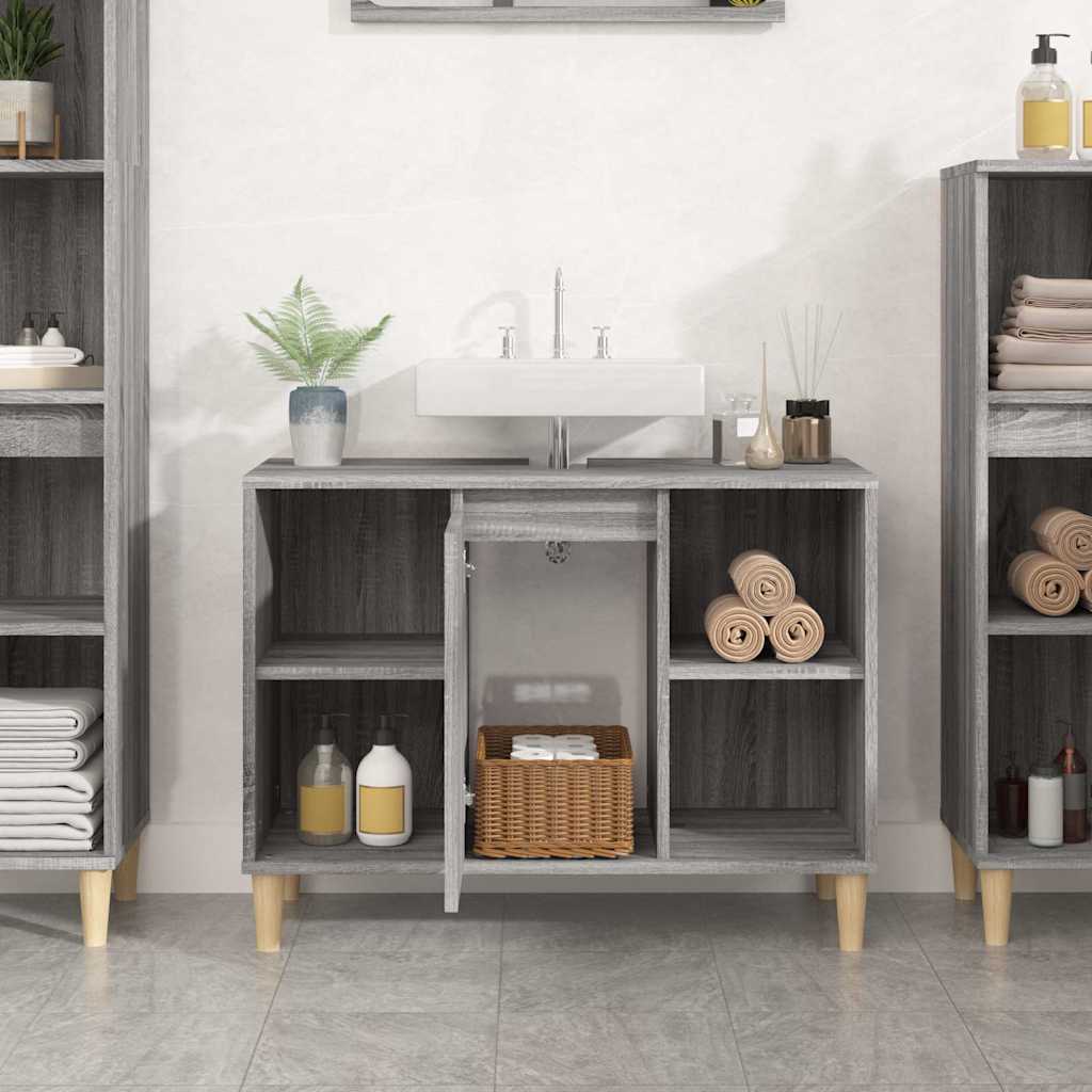 vidaXL Sink Cabinet Grey Sonoma 80x33x60 cm Engineered Wood