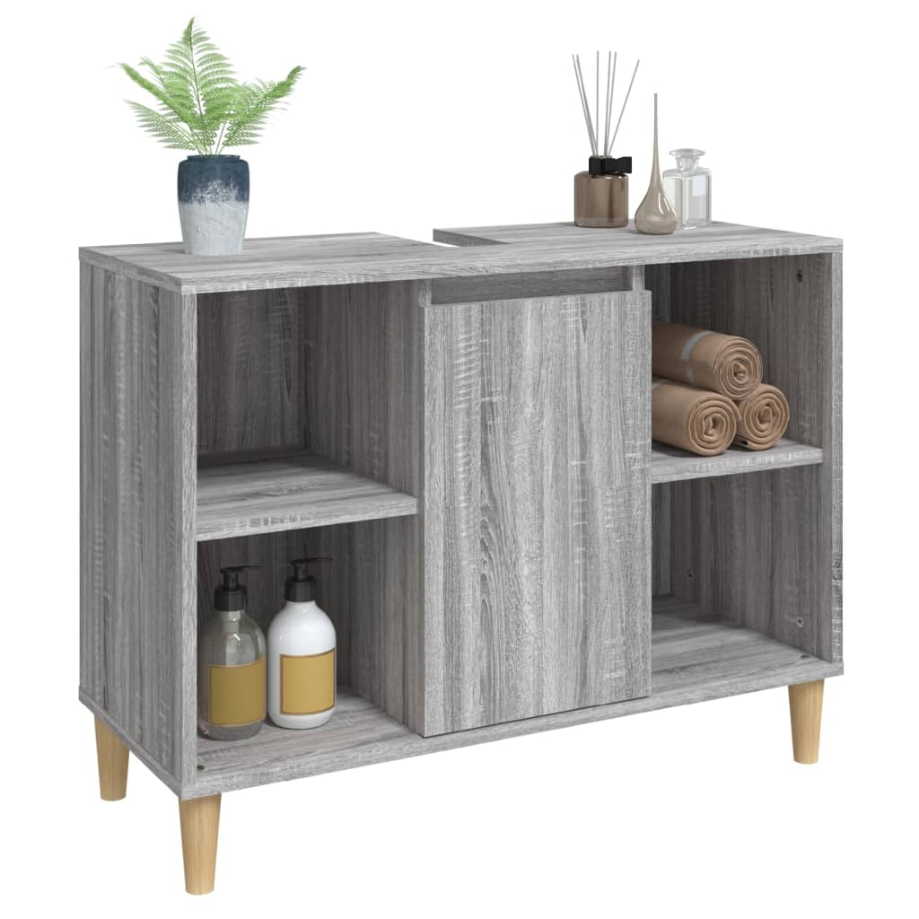vidaXL Sink Cabinet Grey Sonoma 80x33x60 cm Engineered Wood