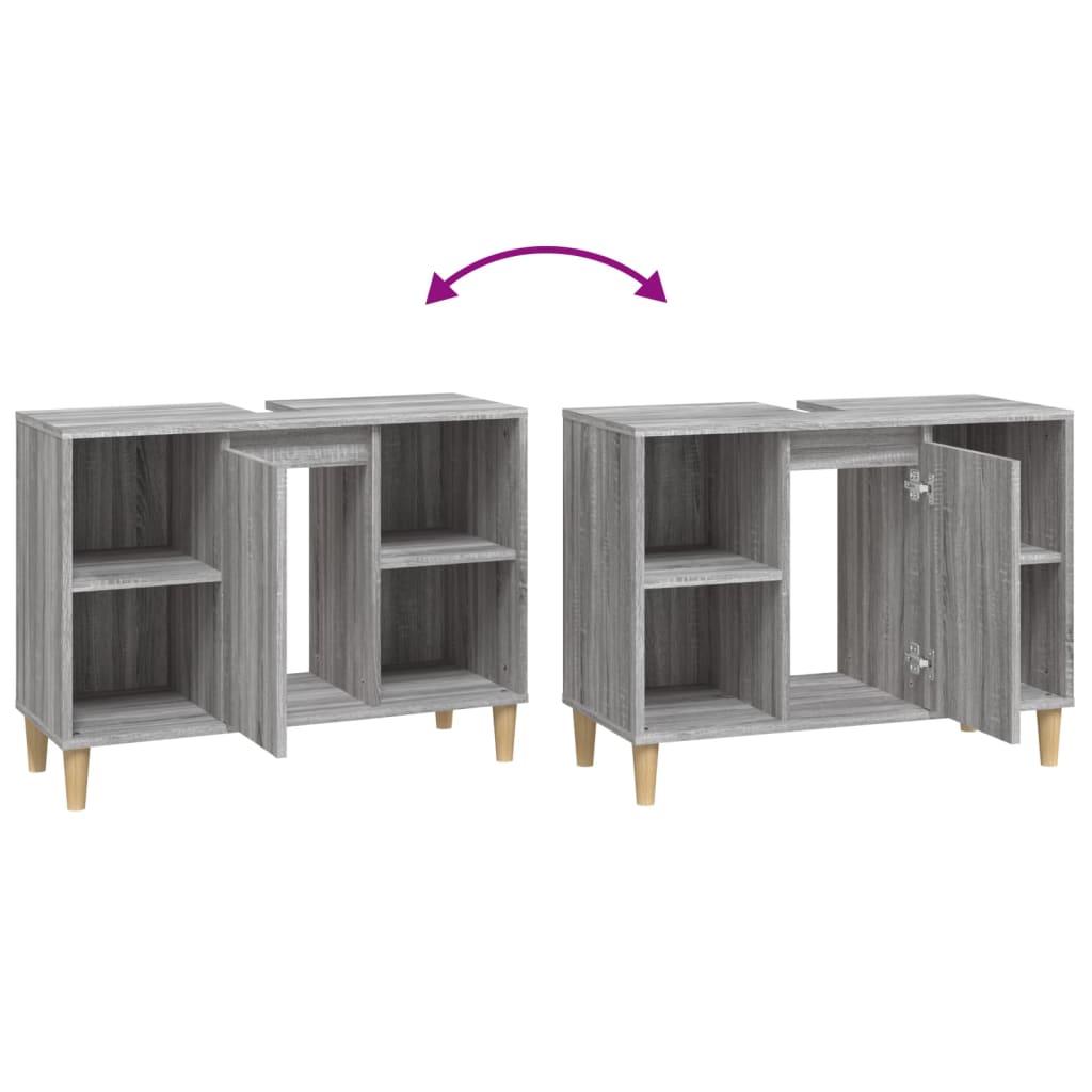 vidaXL Sink Cabinet Grey Sonoma 80x33x60 cm Engineered Wood