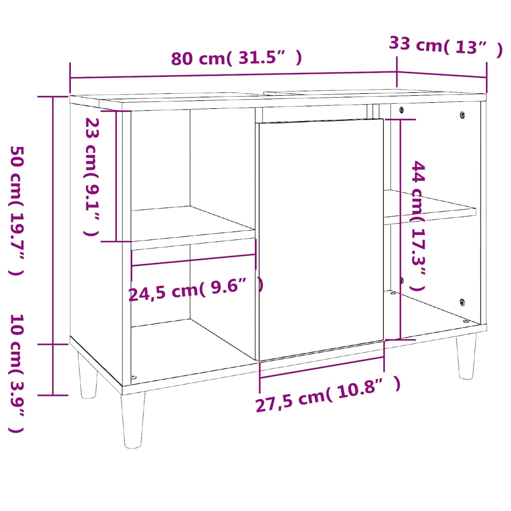 vidaXL Sink Cabinet Grey Sonoma 80x33x60 cm Engineered Wood