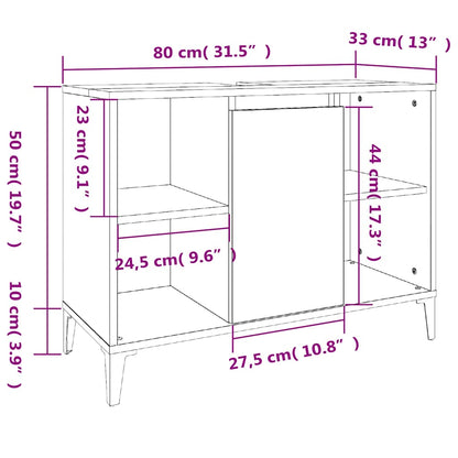 vidaXL Sink Cabinet White 80x33x60 cm Engineered Wood