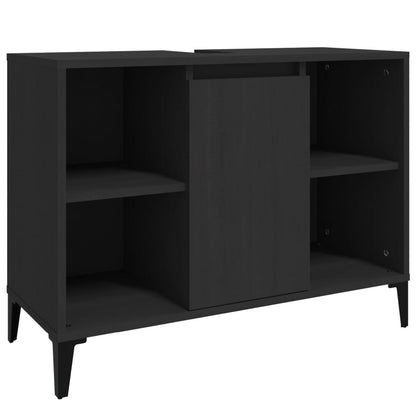 vidaXL Sink Cabinet Black 80x33x60 cm Engineered Wood