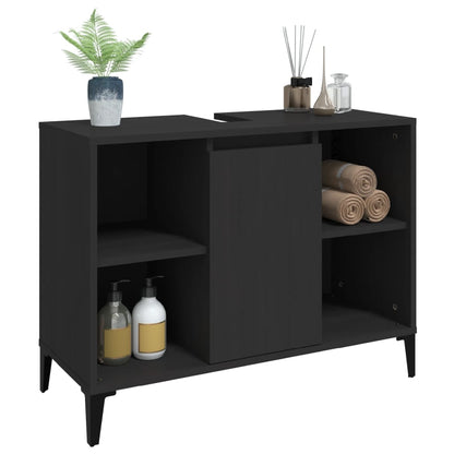 vidaXL Sink Cabinet Black 80x33x60 cm Engineered Wood