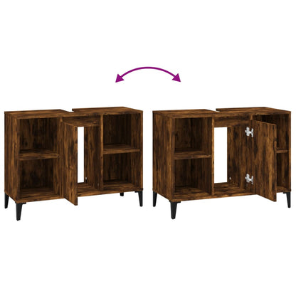 vidaXL Sink Cabinet Smoked Oak 80x33x60 cm Engineered Wood