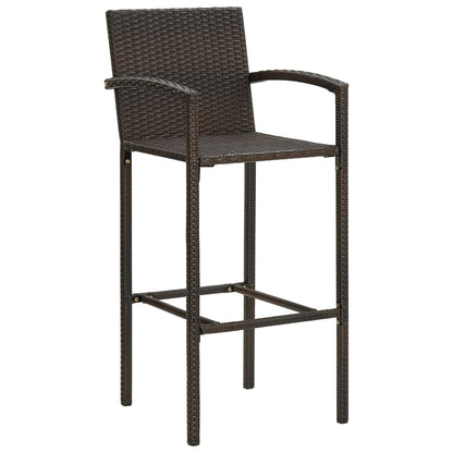 vidaXL Bar Stools 2 pcs Brown Poly Rattan