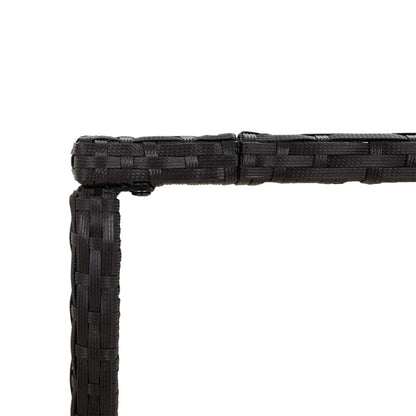 vidaXL Bar Table with Glass Top Black 70x70x110 cm Poly Rattan