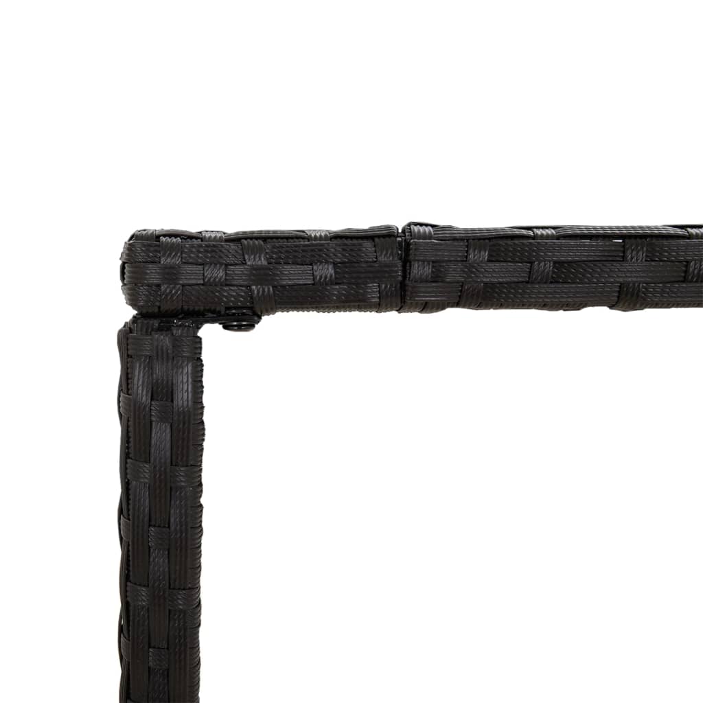 vidaXL Bar Table with Glass Top Black 70x70x110 cm Poly Rattan