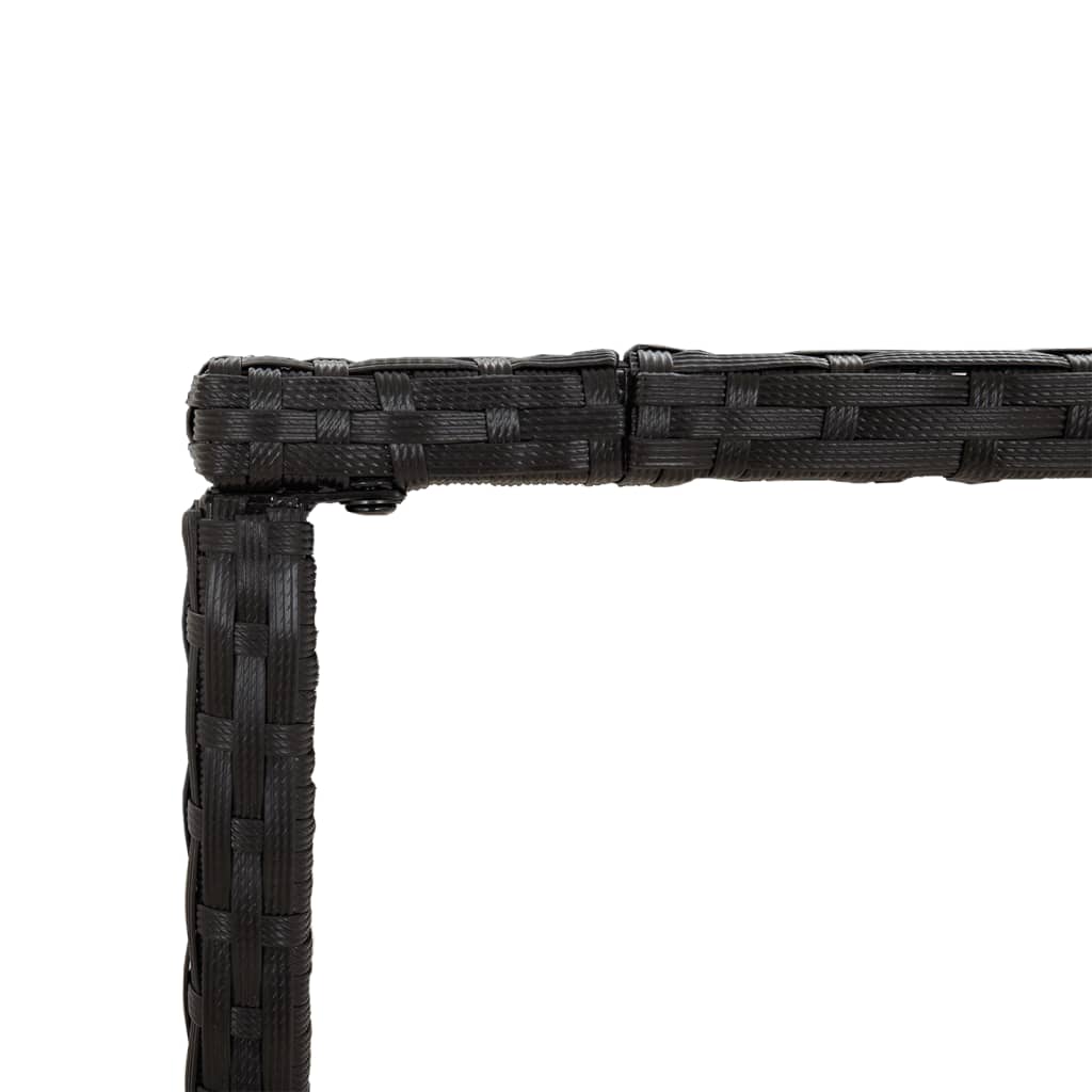 vidaXL Bar Table with Glass Top Black 110x70x110 cm Poly Rattan