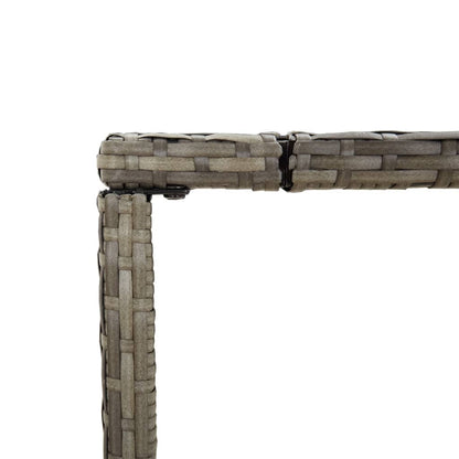vidaXL Bar Table with Glass Top Grey 110x70x110 cm Poly Rattan