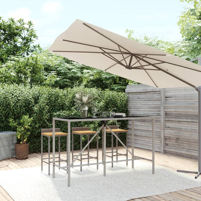 vidaXL Bar Table with Glass Top Grey 180x70x110 cm Poly Rattan