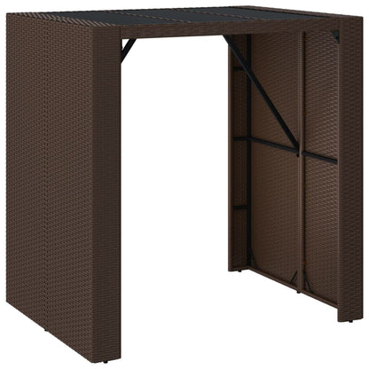 vidaXL Bar Table with Glass Top Brown 105x80x110 cm Poly Rattan